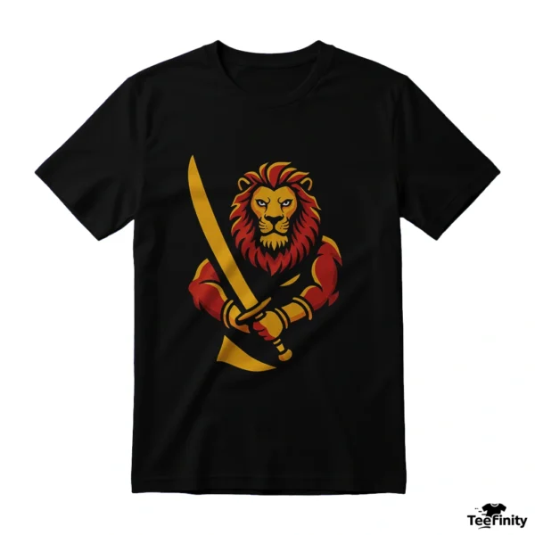 Fierce Lion Warrior with Sword T-Shirt Design