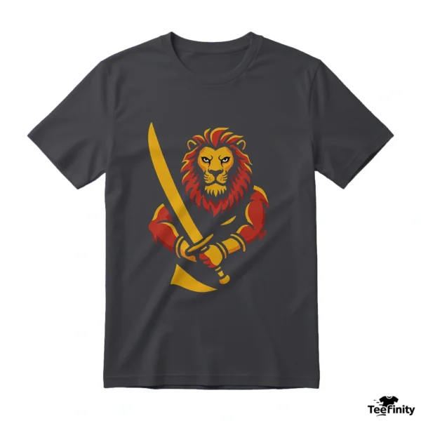 Fierce Lion Warrior with Sword T-Shirt Design - Image 7