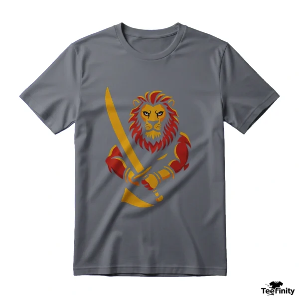 Fierce Lion Warrior with Sword T-Shirt Design - Image 5