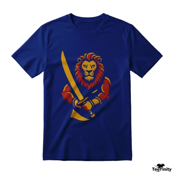 Fierce Lion Warrior with Sword T-Shirt Design - Image 2