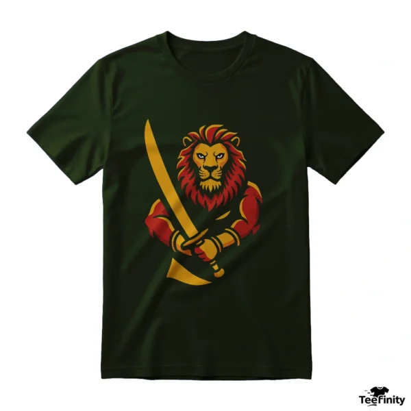 Fierce Lion Warrior with Sword T-Shirt Design - Image 3